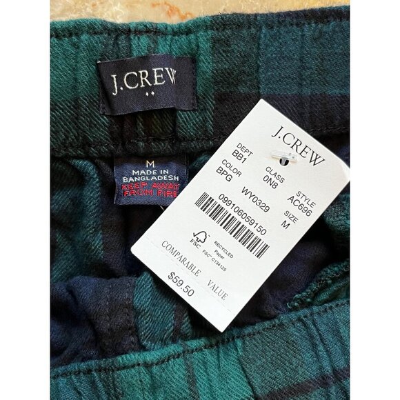 J. Crew Flannel Pajama Pants in Green Medium New Mens - Picture 6 of 6